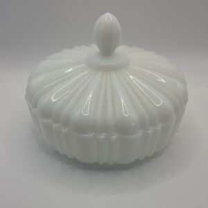 Anchor Hocking Milk Glass Covered Dish. "Old Cafe"  Pattern